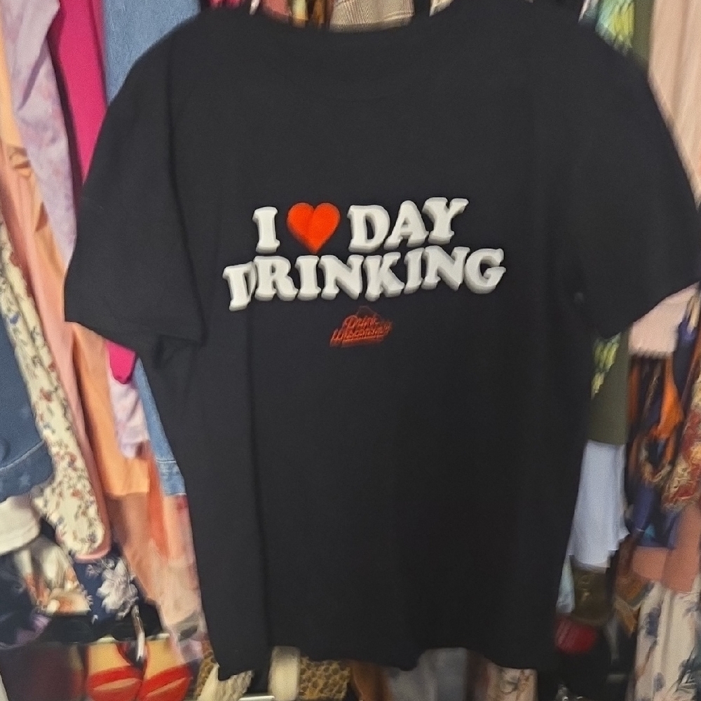 Black Graphic T Shirt That Says I LOVE DAY DRINKING